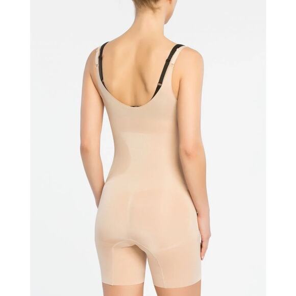 SPANX Sculpt OnCore Open-Bust Mid-Thigh Shapewear Nude Bodysuit Size Small - Picture 2 of 6